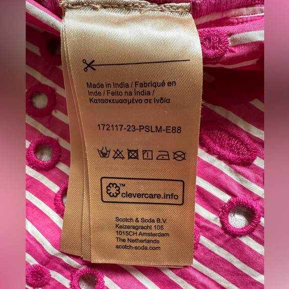 Scotch & Soda size (XS/S) European size 34 fuchsia and white striped shirt dress - Picture 12 of 15